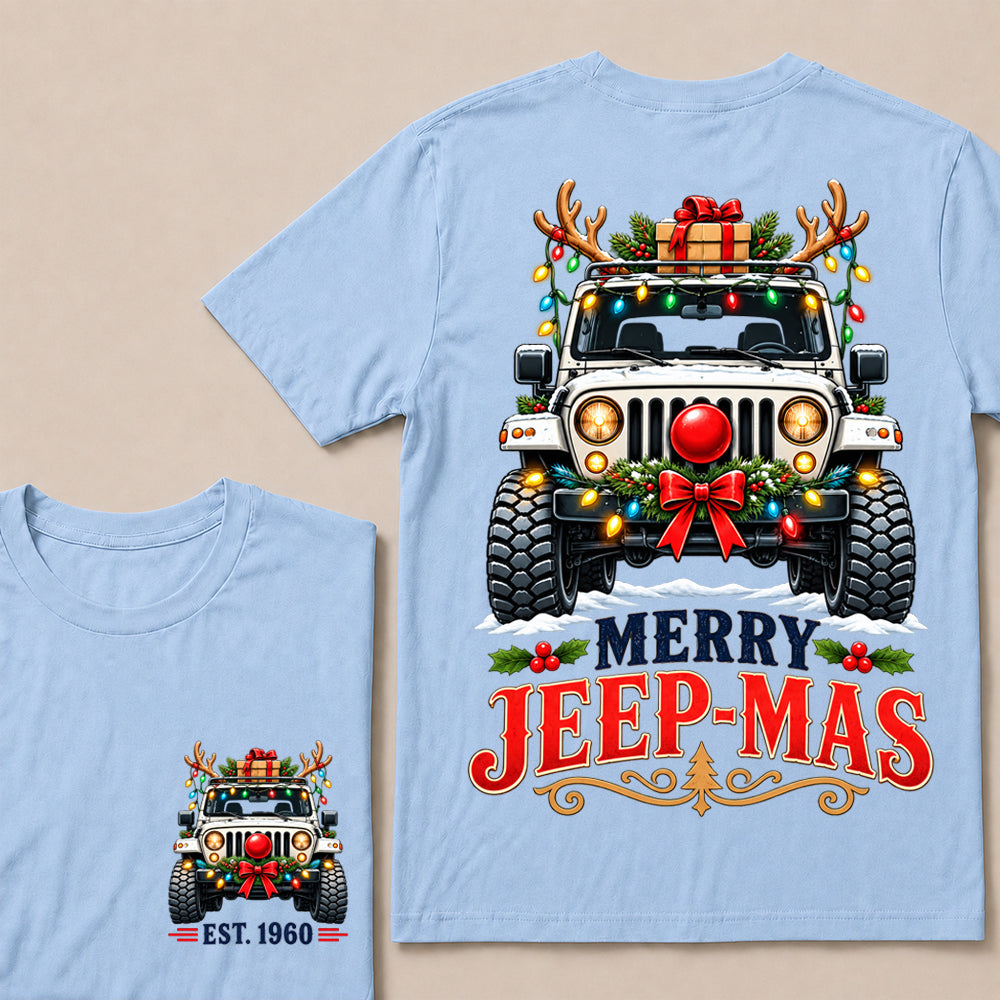 Merry Jeep-Mas – Custom EST.Year Christmas Off-Road Vehicle & Reindeer Antlers T-Shirt