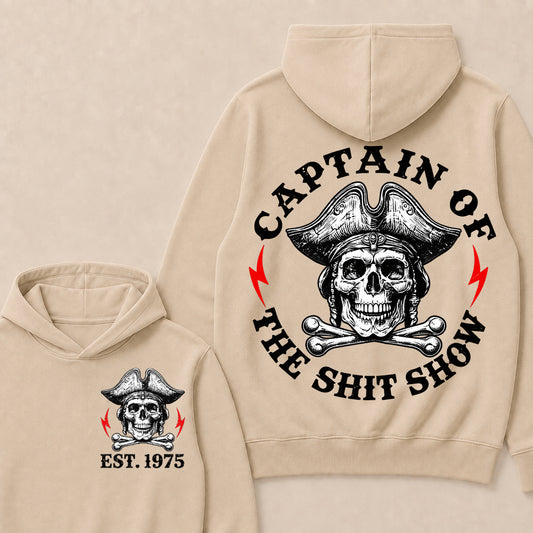 Custom Year Captain of the Shit Show Print Hoodie