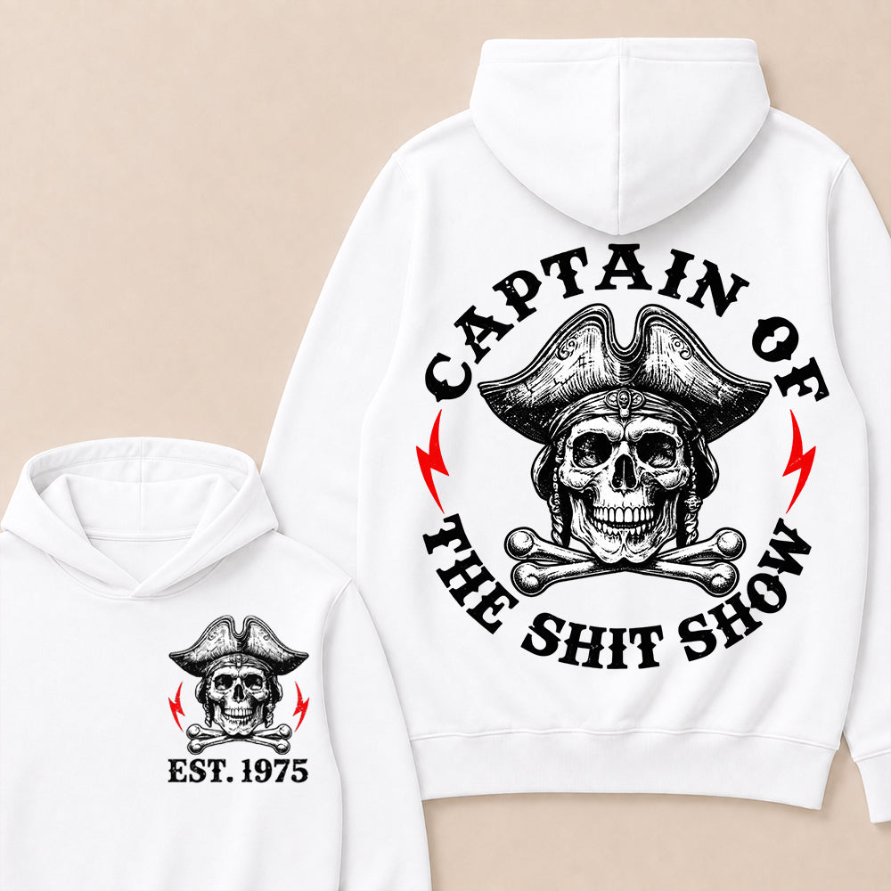 Custom Year Captain of the Shit Show Print Hoodie