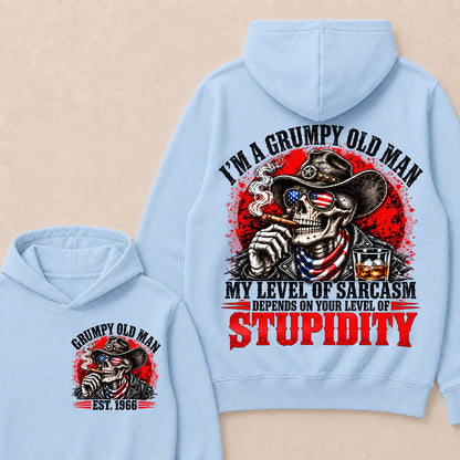 I’m a Grumpy Old Man My Level of Sarcasm Depends on Your Level of Stupidity – Custom EST.Year Cowboy Skull & Cigar Hoodie