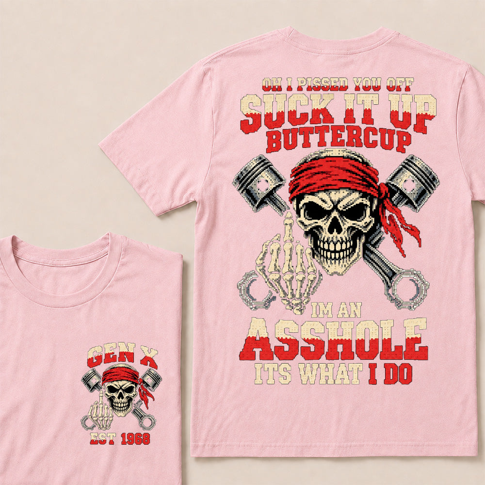 Funny "I'm An Asshole" Skeleton Middle Finger T-Shirt | 8-Bit Pixel Mechanic Graphic Tee