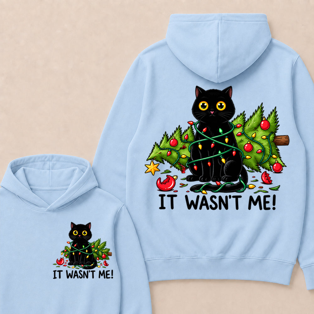 It Wasn’t Me – Funny Black Cat & Christmas Tree Women’s Hoodie