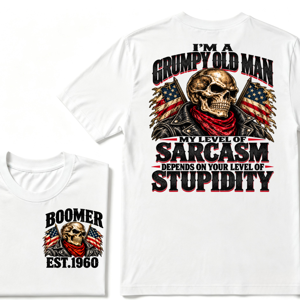 I'M A GRUMPY OLD MAN MY LEVEL OF SARCASM DEPENDS ON YOUR LEVEL OF STUPIDITY EST.Year Graphic Tee