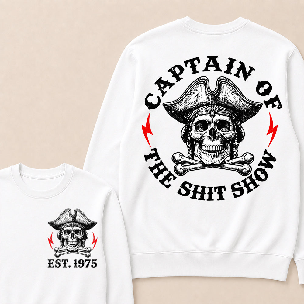 Custom Year Captain of the Shit Show Print Crewneck