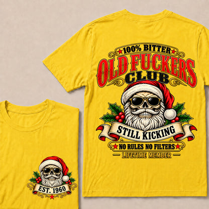 100% Bitter Old Fuckers Club Lifetime Member – Custom EST.Year Vintage Santa Skull Christmas T-Shirt