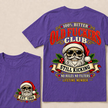 100% Bitter Old Fuckers Club Lifetime Member – Custom EST.Year Vintage Santa Skull Christmas T-Shirt