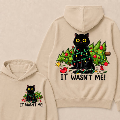 It Wasn’t Me – Funny Black Cat & Christmas Tree Women’s Hoodie