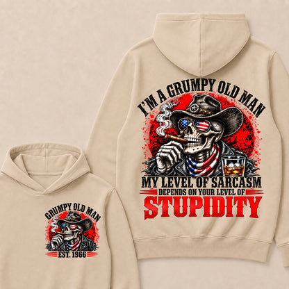 I’m a Grumpy Old Man My Level of Sarcasm Depends on Your Level of Stupidity – Custom EST.Year Cowboy Skull & Cigar Hoodie