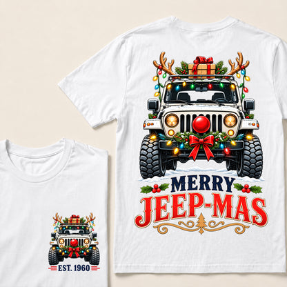 Merry Jeep-Mas – Custom EST.Year Christmas Off-Road Vehicle & Reindeer Antlers T-Shirt