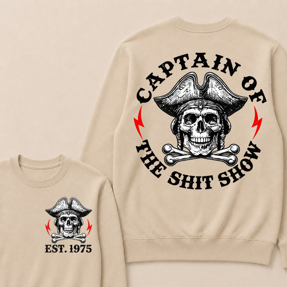 Custom Year Captain of the Shit Show Print Crewneck