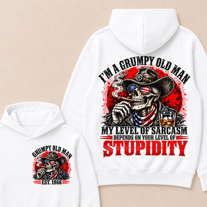 I’m a Grumpy Old Man My Level of Sarcasm Depends on Your Level of Stupidity – Custom EST.Year Cowboy Skull & Cigar Hoodie