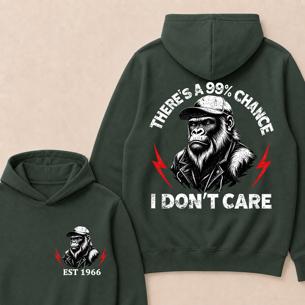 Custom Year Hooded Sweatshirt, There's A 99% Chance I Don't Care, Funny Sarcastic Pullover