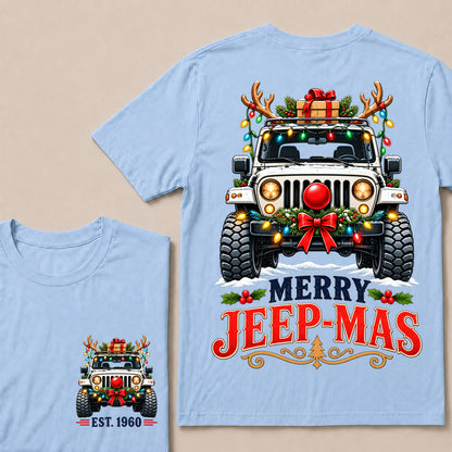 Merry Jeep-Mas – Custom EST.Year Christmas Off-Road Vehicle & Reindeer Antlers T-Shirt
