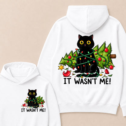 It Wasn’t Me – Funny Black Cat & Christmas Tree Women’s Hoodie