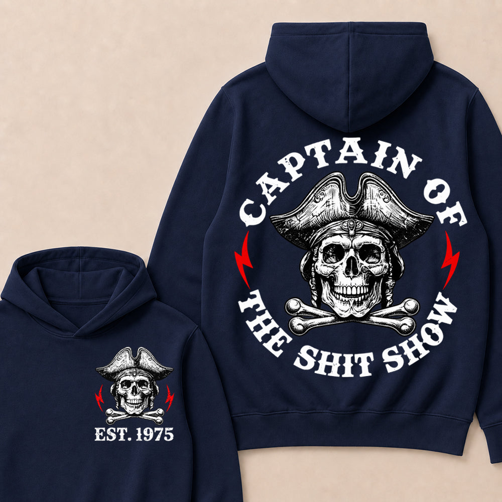 Custom Year Captain of the Shit Show Print Hoodie