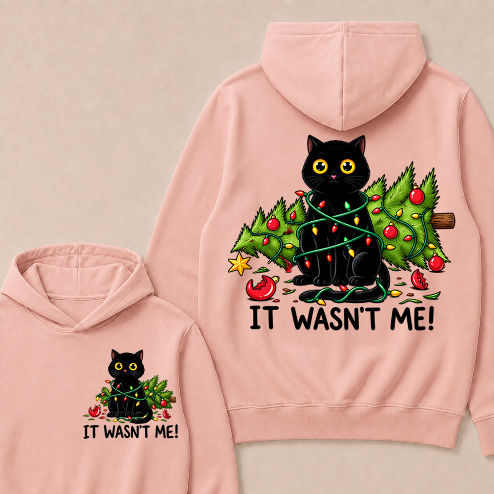 It Wasn’t Me – Funny Black Cat & Christmas Tree Women’s Hoodie