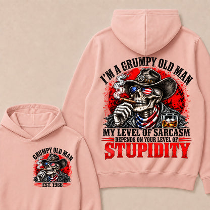 I’m a Grumpy Old Man My Level of Sarcasm Depends on Your Level of Stupidity – Custom EST.Year Cowboy Skull & Cigar Hoodie