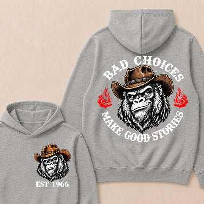 Bad Choices Make Good Stories – Custom EST.Year Cowboy Gorilla Graphic Hoodie
