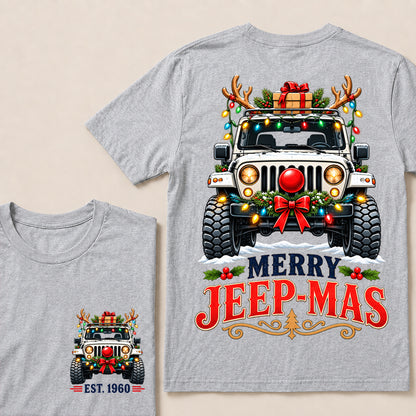 Merry Jeep-Mas – Custom EST.Year Christmas Off-Road Vehicle & Reindeer Antlers T-Shirt