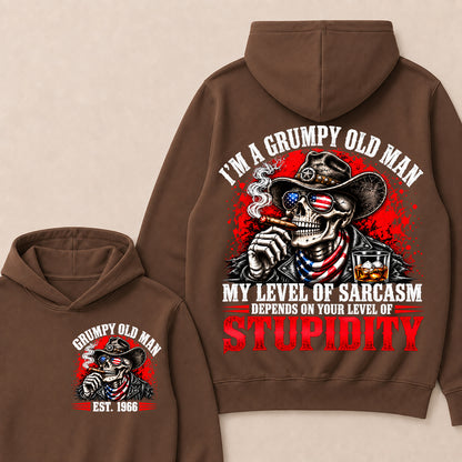 I’m a Grumpy Old Man My Level of Sarcasm Depends on Your Level of Stupidity – Custom EST.Year Cowboy Skull & Cigar Hoodie