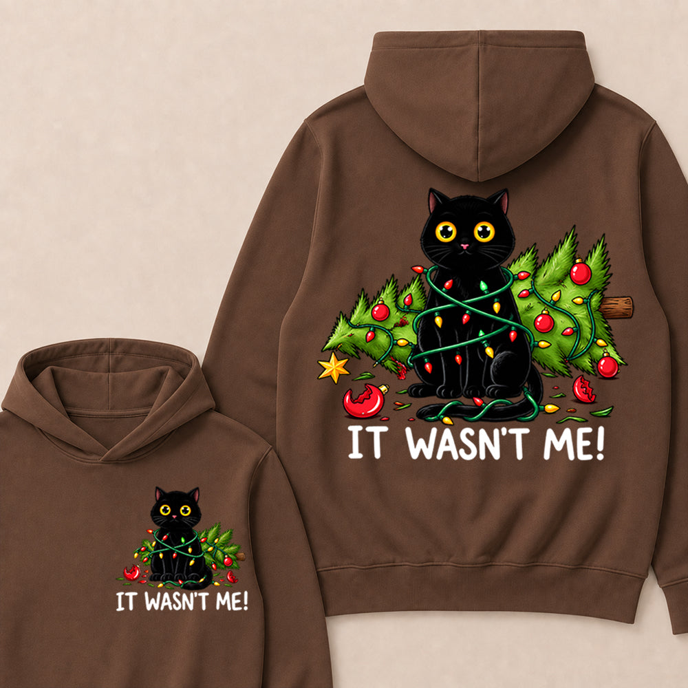 It Wasn’t Me – Funny Black Cat & Christmas Tree Women’s Hoodie