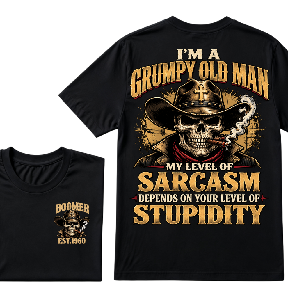 Grumpy Country Custom EST.Year I'm A Grumpy Old Man My Level Of Sarcasm Depends On Yo ...