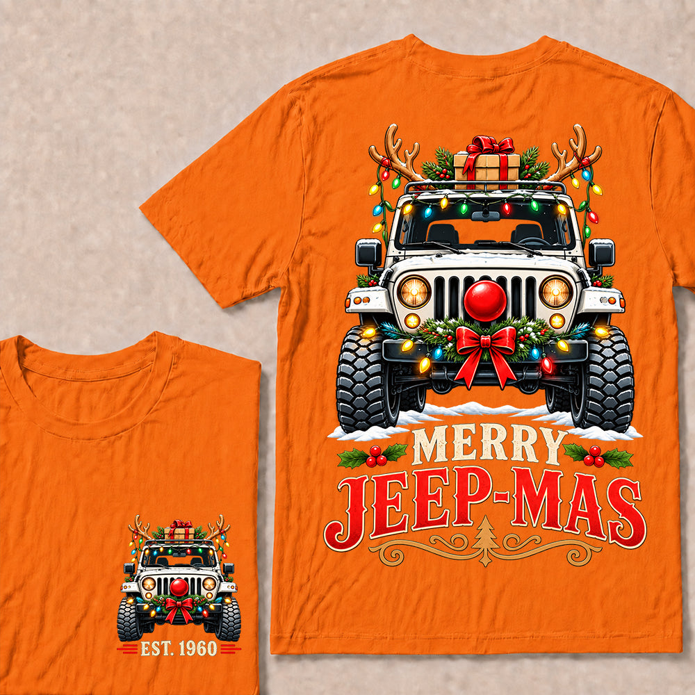 Merry Jeep-Mas – Custom EST.Year Christmas Off-Road Vehicle & Reindeer Antlers T-Shirt
