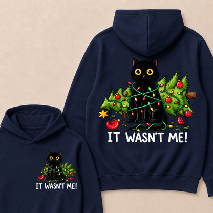 It Wasn’t Me – Funny Black Cat & Christmas Tree Women’s Hoodie