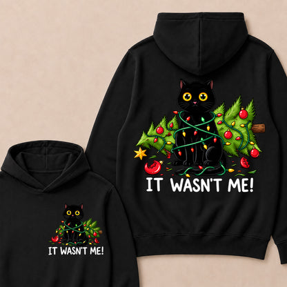 It Wasn’t Me – Funny Black Cat & Christmas Tree Women’s Hoodie