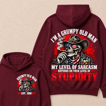 I’m a Grumpy Old Man My Level of Sarcasm Depends on Your Level of Stupidity – Custom EST.Year Cowboy Skull & Cigar Hoodie