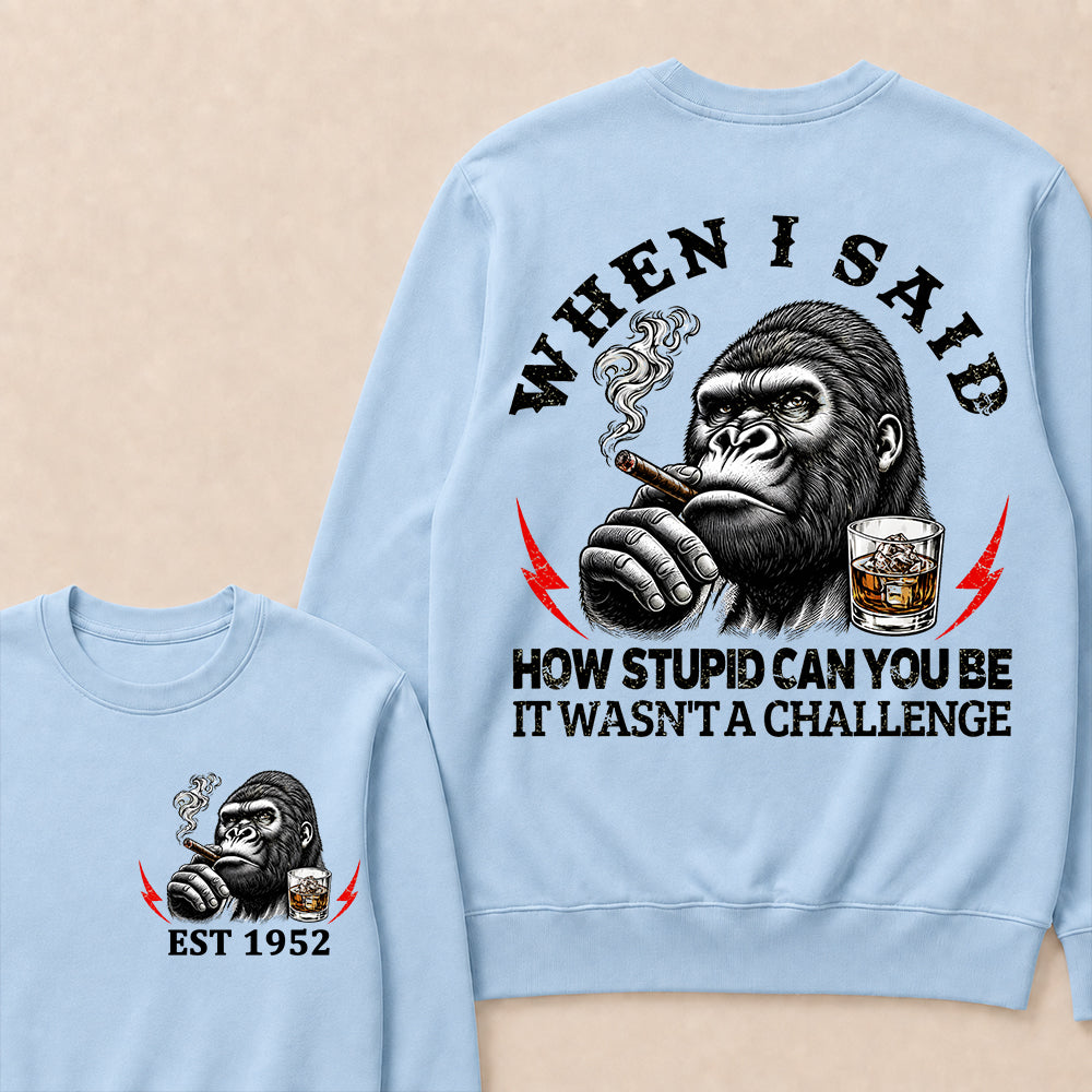 When I Said How Stupid Can You Be It Wasn't A Challenge Custom Est.Year Sweatshirt