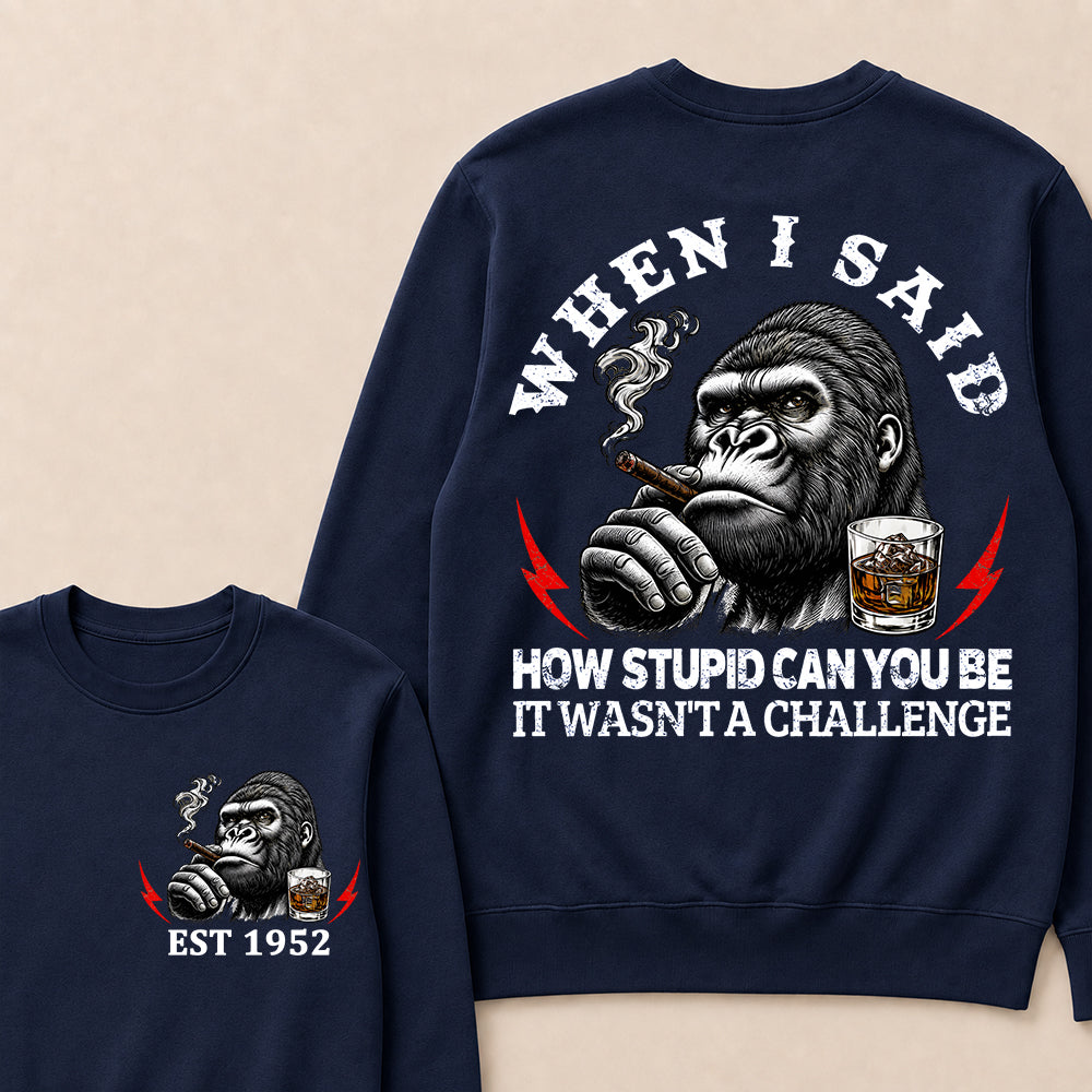 When I Said How Stupid Can You Be It Wasn't A Challenge Custom Est.Year Sweatshirt