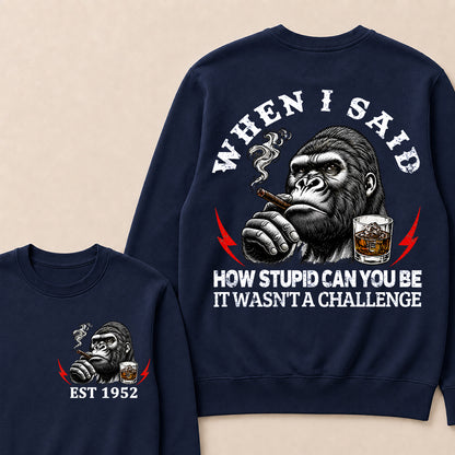 When I Said How Stupid Can You Be It Wasn't A Challenge Custom Est.Year Sweatshirt