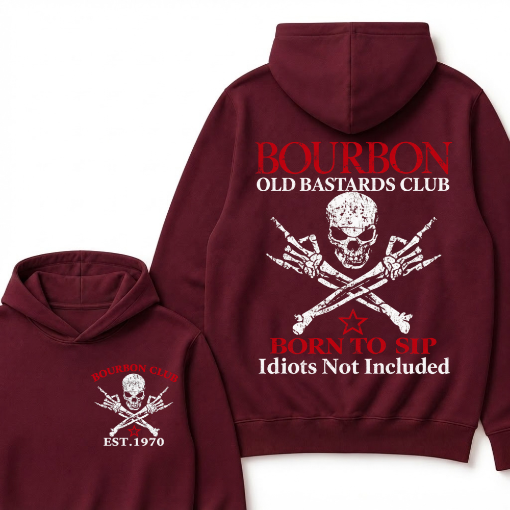 💀 OLD BASTARDS BOURBON CLUB - Customizable Est. Year Apparel Hoodie