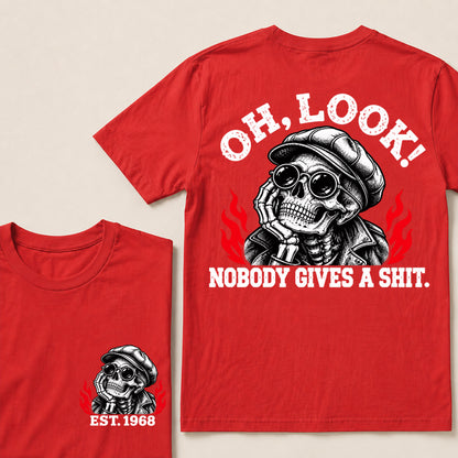 Oh Look Nobody Gives a Shit – Custom EST.Year Newsboy Cap Skull Graphic T-Shirt