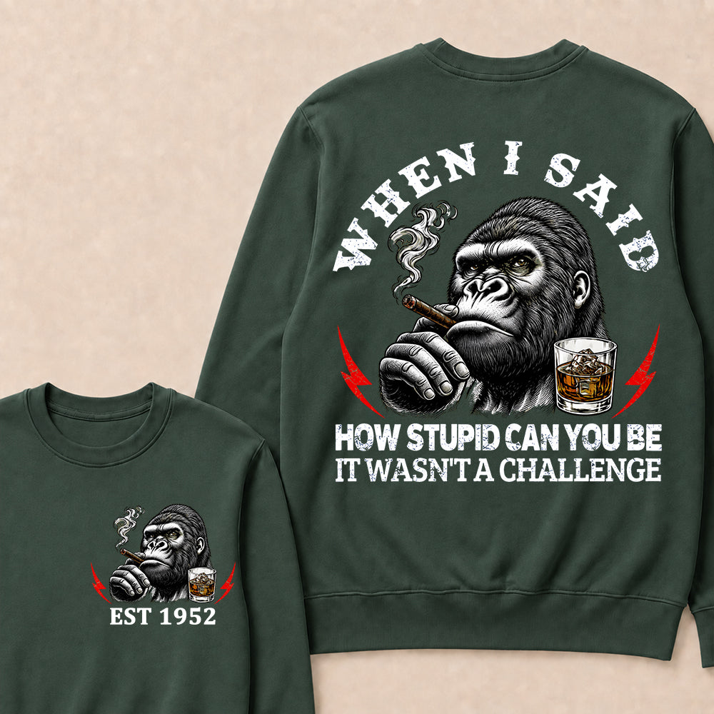 When I Said How Stupid Can You Be It Wasn't A Challenge Custom Est.Year Sweatshirt