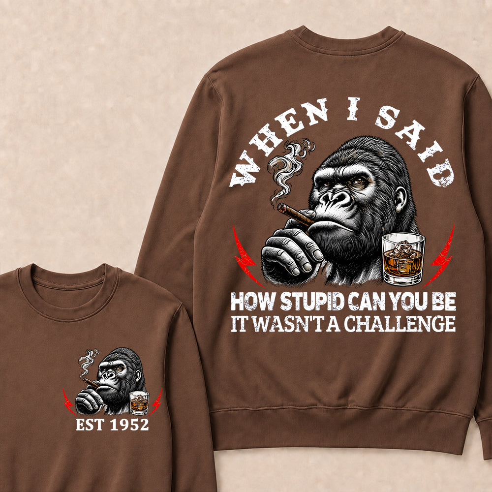 When I Said How Stupid Can You Be It Wasn't A Challenge Custom Est.Year Sweatshirt