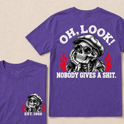 Oh Look Nobody Gives a Shit – Custom EST.Year Newsboy Cap Skull Graphic T-Shirt