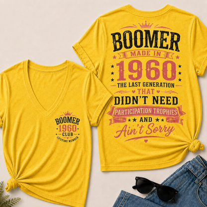 Custom Boomer Year "Boomer – Made in 1960" V-Neck Tee