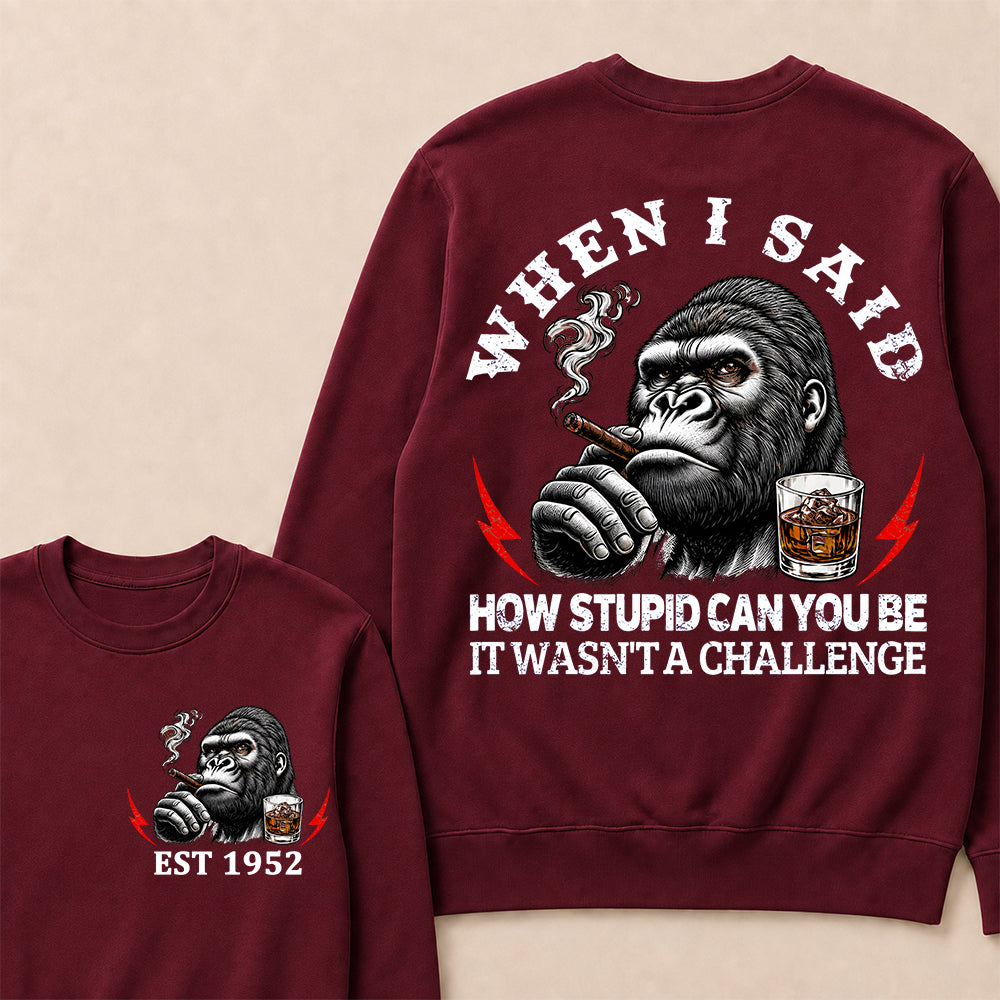 When I Said How Stupid Can You Be It Wasn't A Challenge Custom Est.Year Sweatshirt
