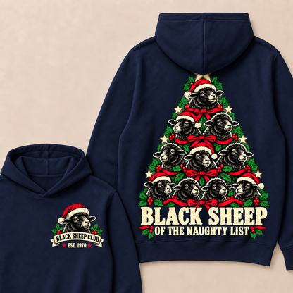 Black Sheep of the Naughty List – Custom EST. Year Black Sheep Christmas Tree Hoodie