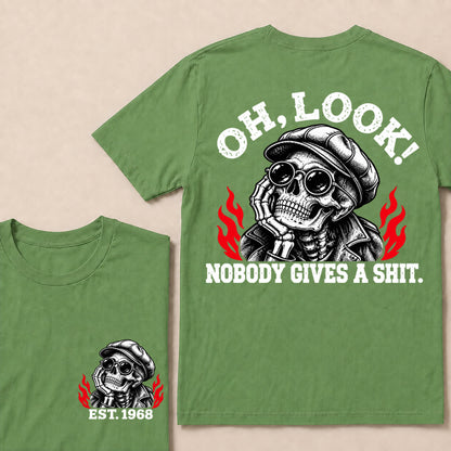 Oh Look Nobody Gives a Shit – Custom EST.Year Newsboy Cap Skull Graphic T-Shirt