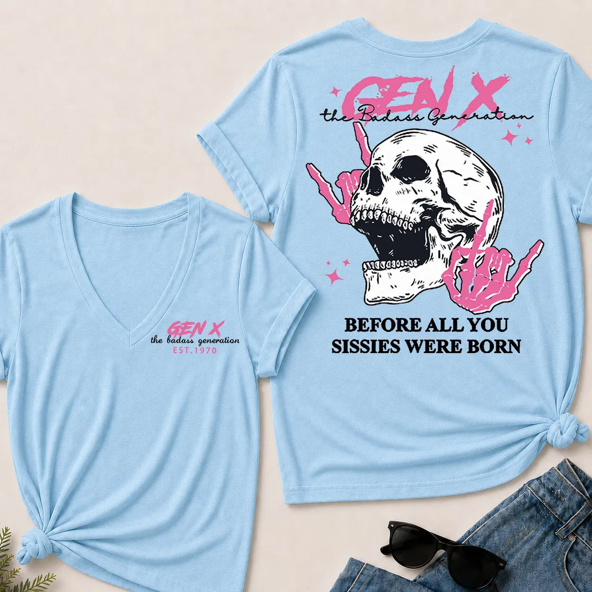 "Gen X – The Badass Generation" V-Neck Tee
