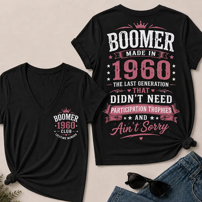 Custom Boomer Year "Boomer – Made in 1960" V-Neck Tee