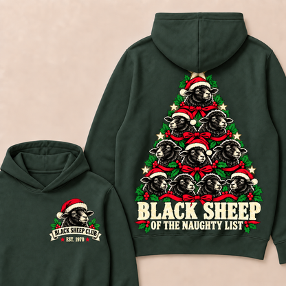 Black Sheep of the Naughty List – Custom EST. Year Black Sheep Christmas Tree Hoodie