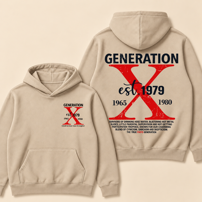 GENERATION X est. Year – Vintage Distressed Retro Hoodie Hoodie