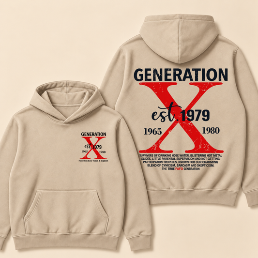 GENERATION X est. Year – Vintage Distressed Retro Hoodie Hoodie