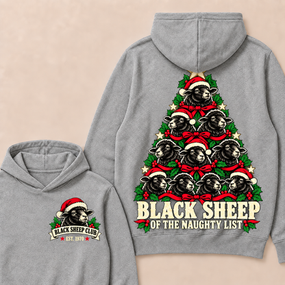 Black Sheep of the Naughty List – Custom EST. Year Black Sheep Christmas Tree Hoodie