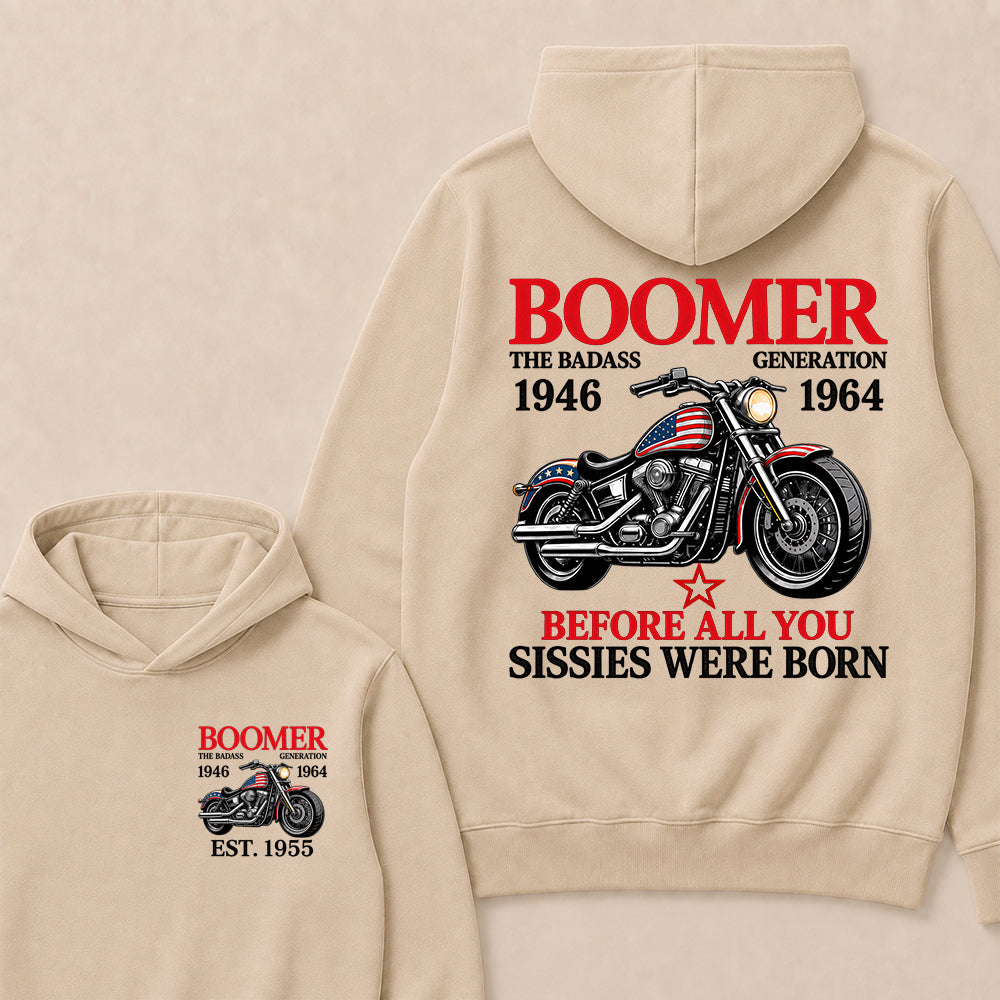 Boomer The Badass Generation Motorcycle rider Custom EST.Year Hoodie