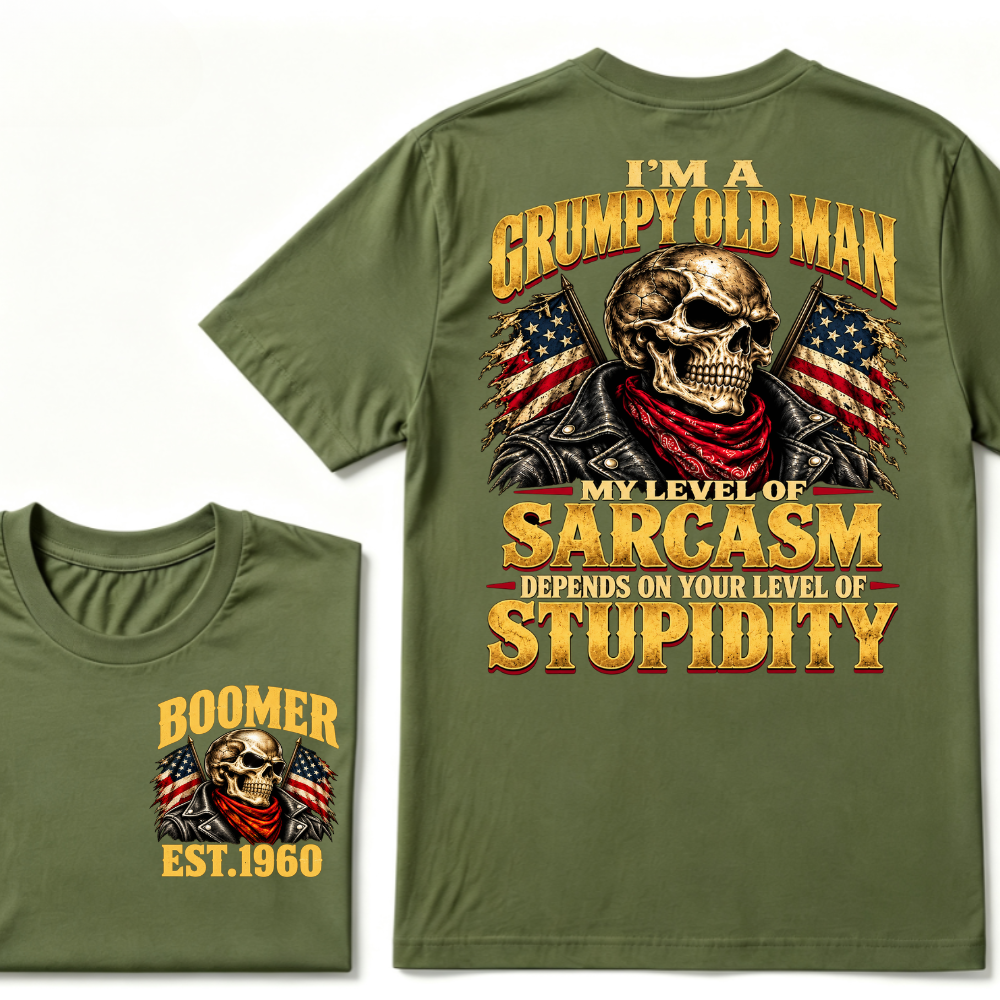 I'M A GRUMPY OLD MAN MY LEVEL OF SARCASM DEPENDS ON YOUR LEVEL OF STUPIDITY EST.Year Graphic Tee